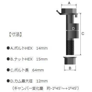 JIC(ジェイアイシー) パフォーマンスキャンバーボルト(M12 ストラットボルト交換用) PCB012 | JIC | 01