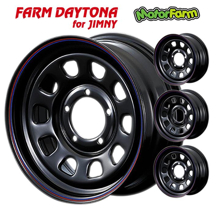 Motor Farm (モーターファーム) DAYTONA (デイトナ) 16x5.5J 5H/139.7 +20 ブラック/レッド＆ブルーライン (４本セット) | Motor Farm