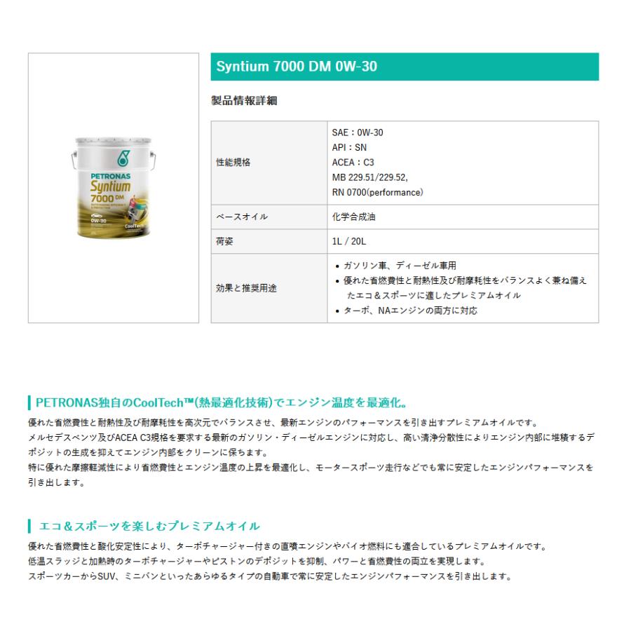 PETRONAS(ペトロナス) Syntium 7000 DM 0W-30 (20リットルx1本) 4輪用エンジンオイル |  | 01