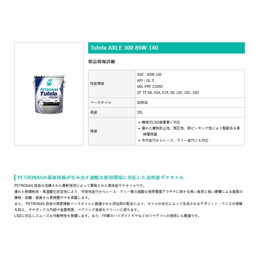 PETRONAS(ペトロナス) Tutela AXLE 300 85W-140 (20リットルx1本) ギヤオイル |  | 01