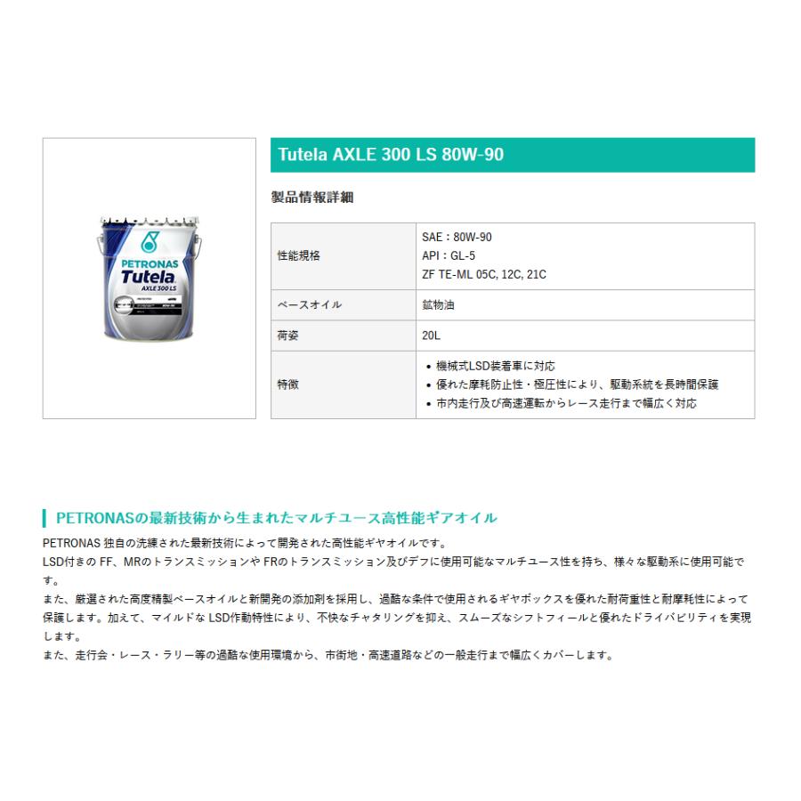 PETRONAS(ペトロナス) Tutela AXLE 300LS 80W-90 (20リットルx1本) ギヤオイル |  | 01
