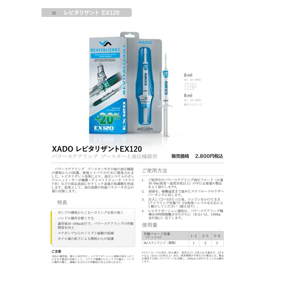 XADO(ハドゥー) レビタリザントEX120 for パワステ・油圧システム用オイル添加剤　(XA12032) 対応オイル量1〜2リットル｜bootspot｜02
