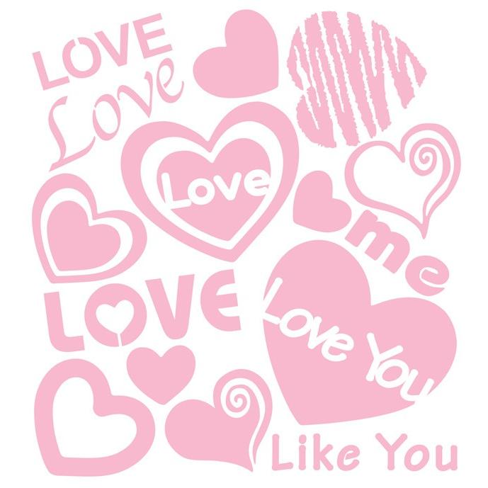 ウォールステッカー 転写式タイプ ピンクのハート |  | 04