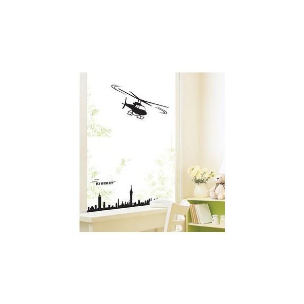 ウォールステッカー 転写式タイプ ヘリコプター 都市 |  | 01