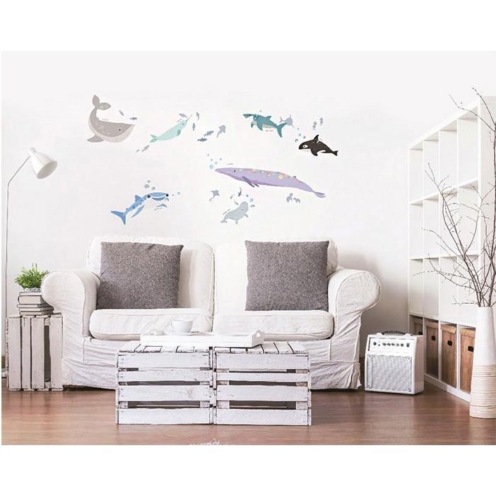 ウォールステッカー シール はがせる 壁 北欧 海中サメ |  | 01