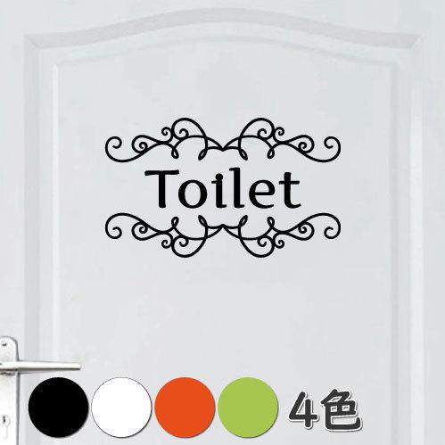 ウォールステッカー トイレ ドア 文字 シール toilet トイレ標識 マーク 表示 サイン｜bora