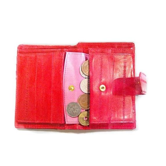 ラッピング無料 本革 レディース メンズ 二つ折り財布 うなぎの革