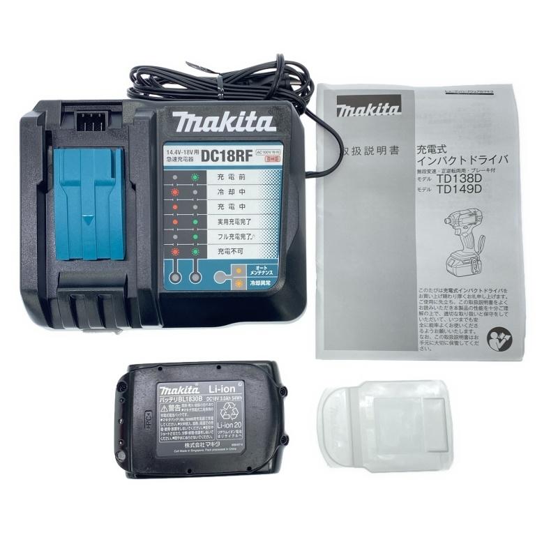 ☆美品☆makita マキタ 18V 充電式インパクトドライバー TD149D 黒 