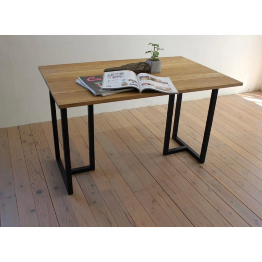 天然木 ダイニングテーブル リビングテーブル ナラ材 アイアン脚 置く