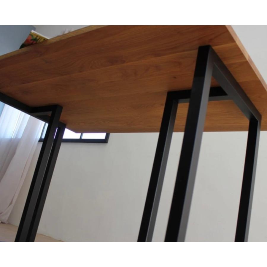 天然木 ダイニングテーブル リビングテーブル ナラ材 アイアン脚 置く