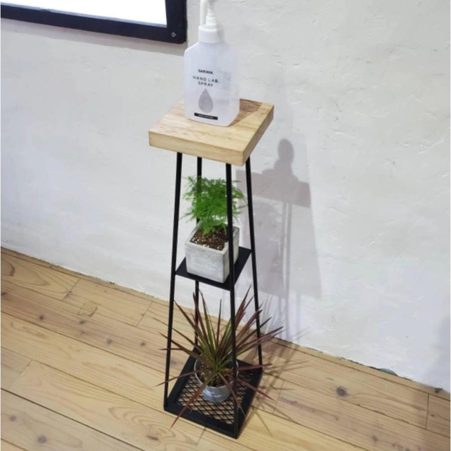 天然木 アルコール消毒スタンド アイアン脚 台 手指消毒 コロナ対策 除