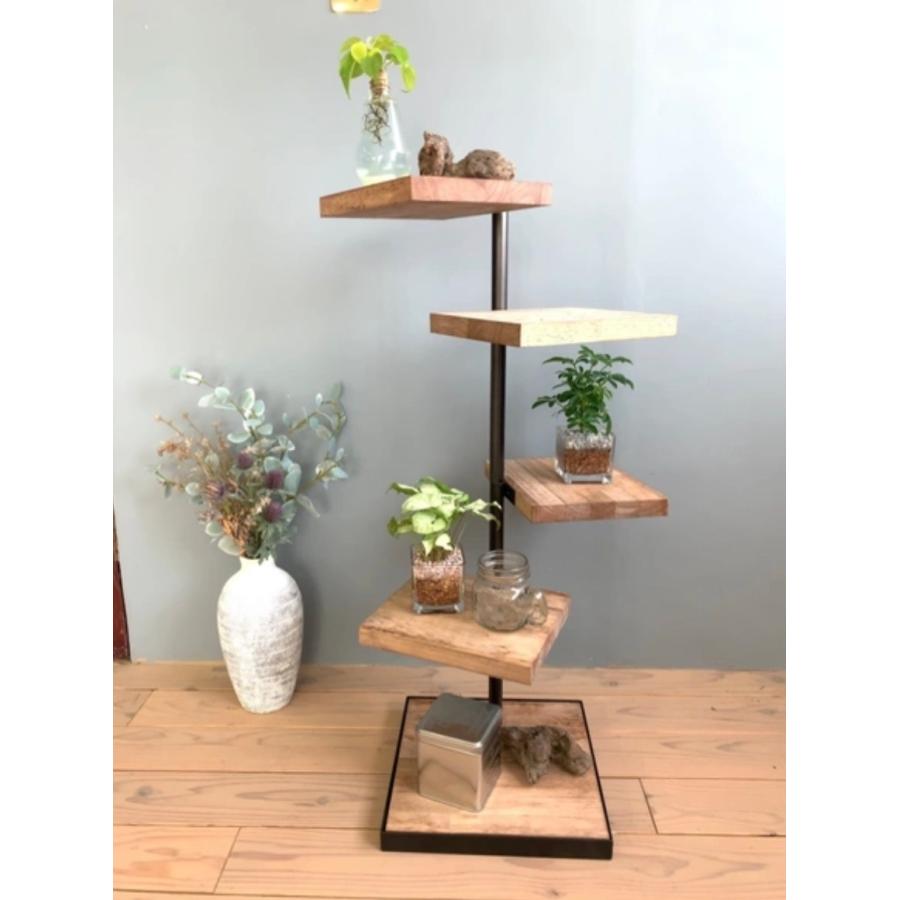 天然木 アイアンの360度回転シェルフ 観葉植物 インテリア