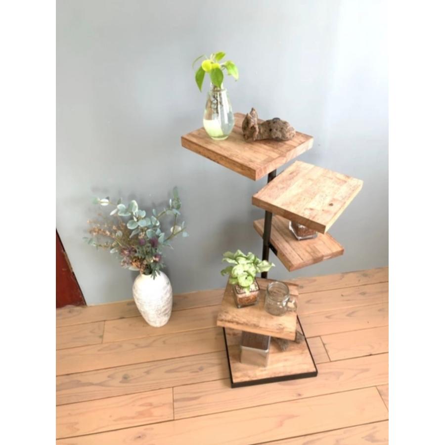 天然木 アイアンの360度回転シェルフ 観葉植物 インテリア