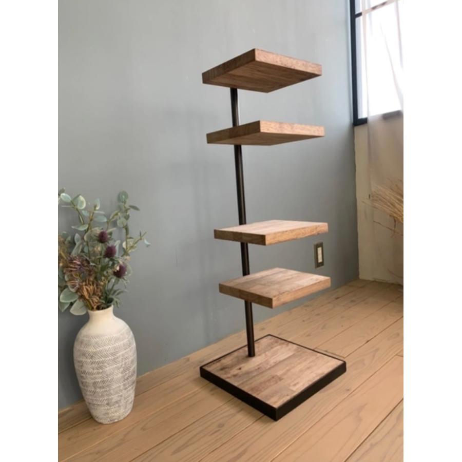 天然木 アイアンの360度回転シェルフ 観葉植物 インテリア