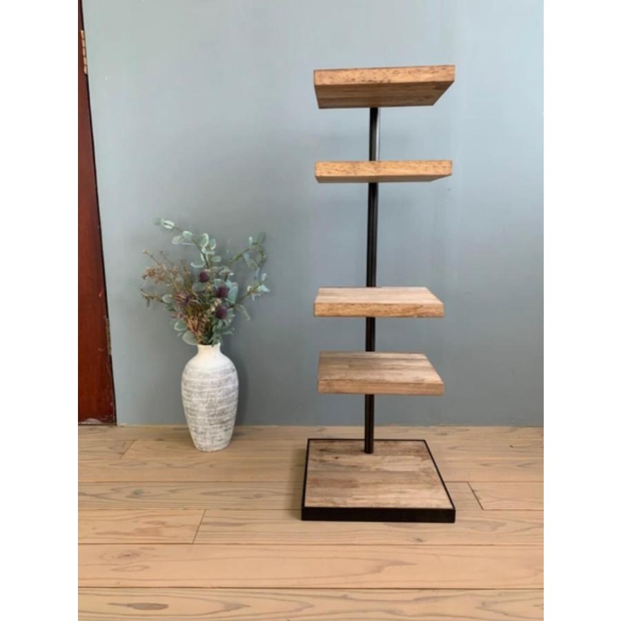 天然木 アイアンの360度回転シェルフ 観葉植物 インテリア