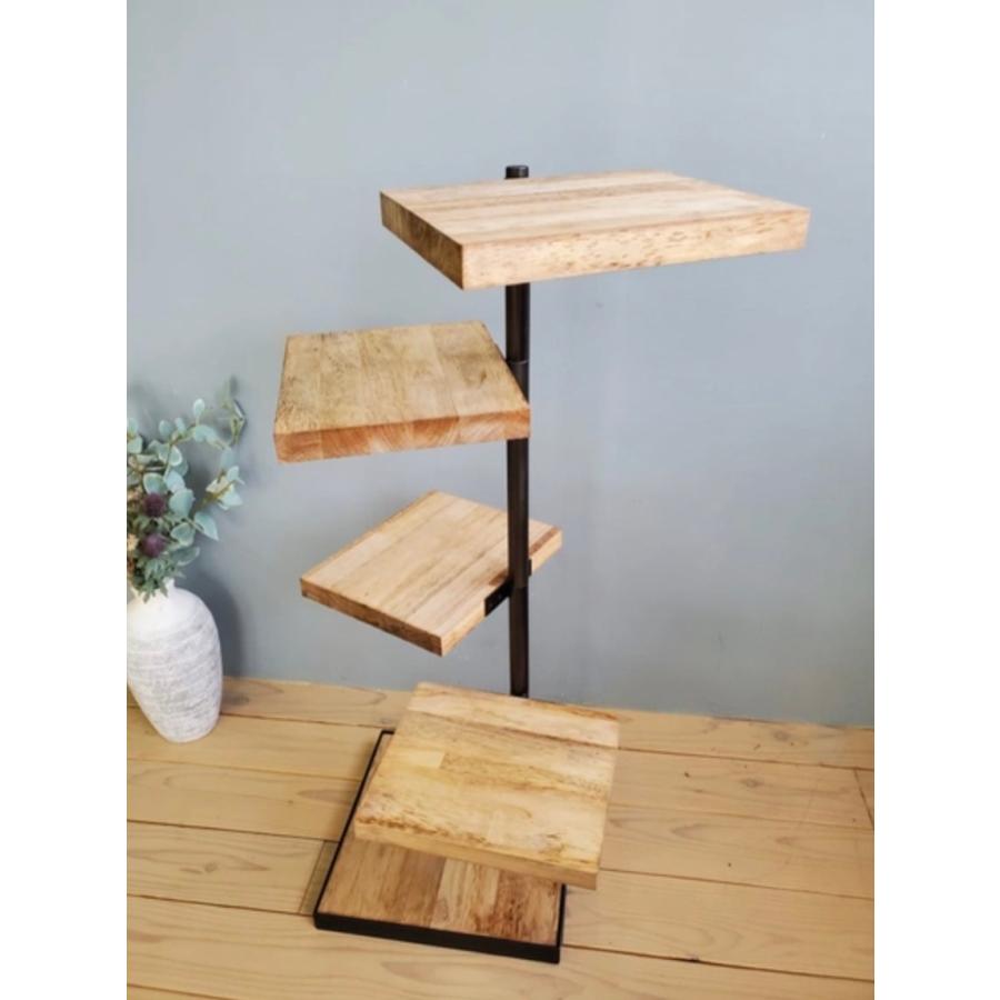 天然木 アイアンの360度回転シェルフ 観葉植物 インテリア