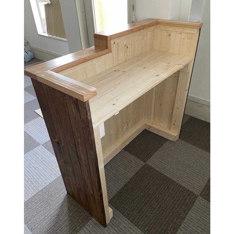 天然木 レジカウンター カフェカウンター 受付カウンター キッチン