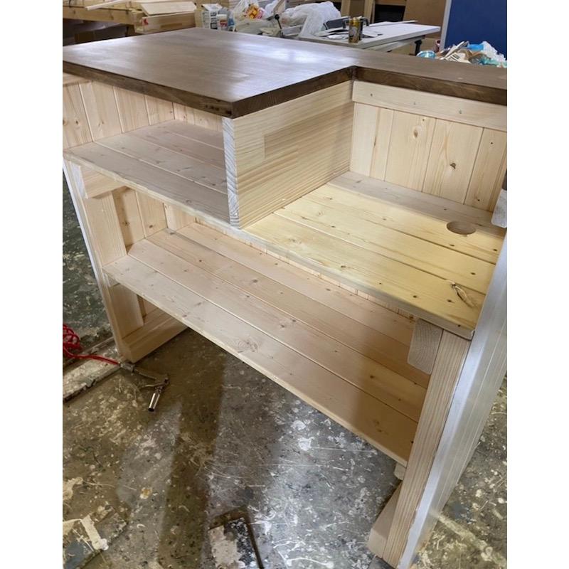 天然木 レジカウンター カフェカウンター 受付カウンター キッチン