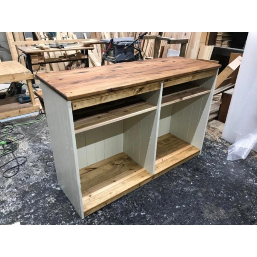 職人手作り 一点物 天然木 ハンドメイド ウォルナット キッチンカウンター キッチンボード レジカウンター キャビネット 完成品 幅1200×奥行450×高900 |  | 01