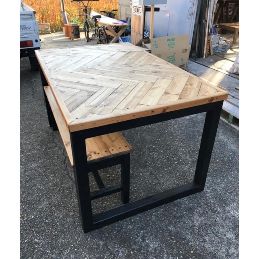 職人手作り 一点物 天然木 ヘリンボーン ダイニングセット ダイニング 