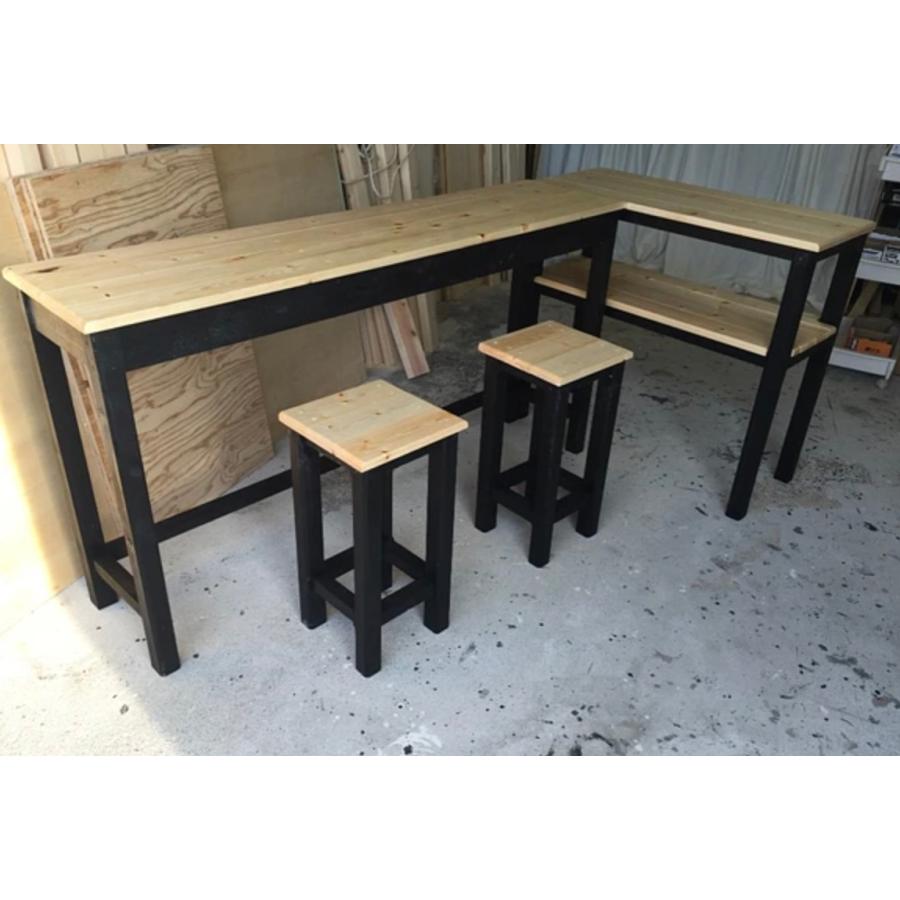 木製L字カウンターテーブル