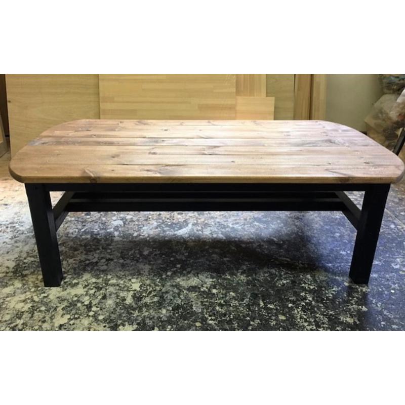 職人手作り 一点物 天然木 3色 楕円型 棚付き ローテーブル リビング