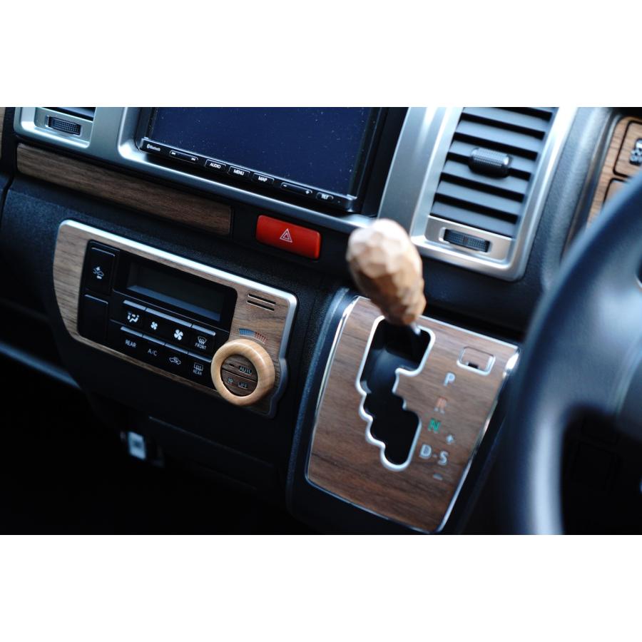 ハイエース スーパーGL 200系 4型- 山桜ウッド エアコンダイヤルカバー S-GL 職人手作り 無垢材 天然木 希少樹種 艶消しクリア仕上げ バンライフ VanLife |  | 08