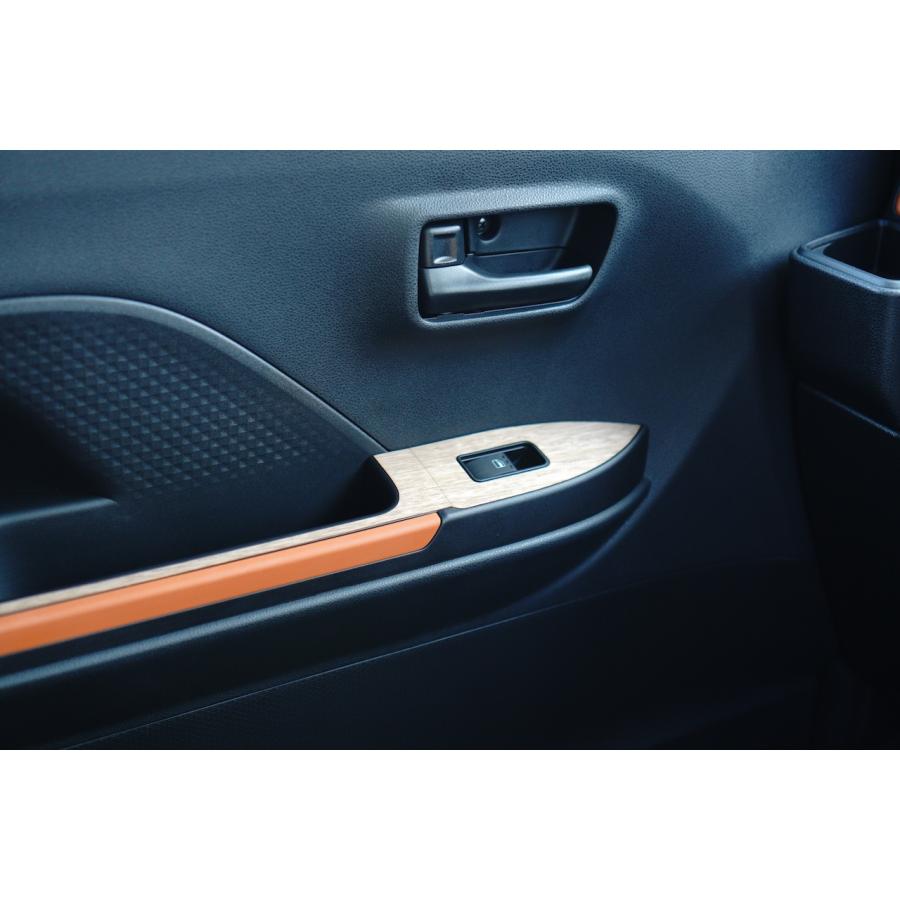 ダイハツ タントファンクロス ウォールナット パワーウインドウスイッチパネル 天然木ステッカー リアルウッド 突板 | タント | 06