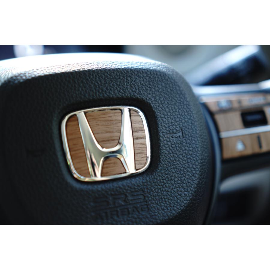 ホンダ N-BOX JF5 JF6 リアルウッド ウォールナットステッカー ステアリングエンブレム 天然木 突板 インパネ 木目 | 