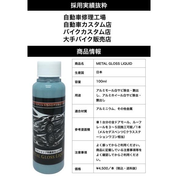 欧州車 アルミ モール 白サビ除去 艶出し 4点セット×徳用3式 600円お得 プロ仕様 鏡面仕上げ METAL GLOSS LIQUID |  | 03