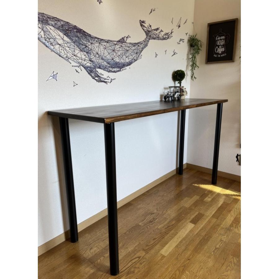 カウンターテーブル 杉 アイアン丸脚 （幅1200mm×奥行400mm×高さ684