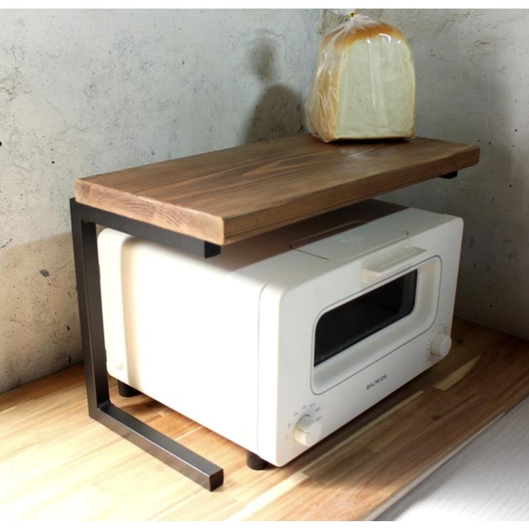 天然木 ウォールナット色 一枚板 アイアン トースターラック 無垢材