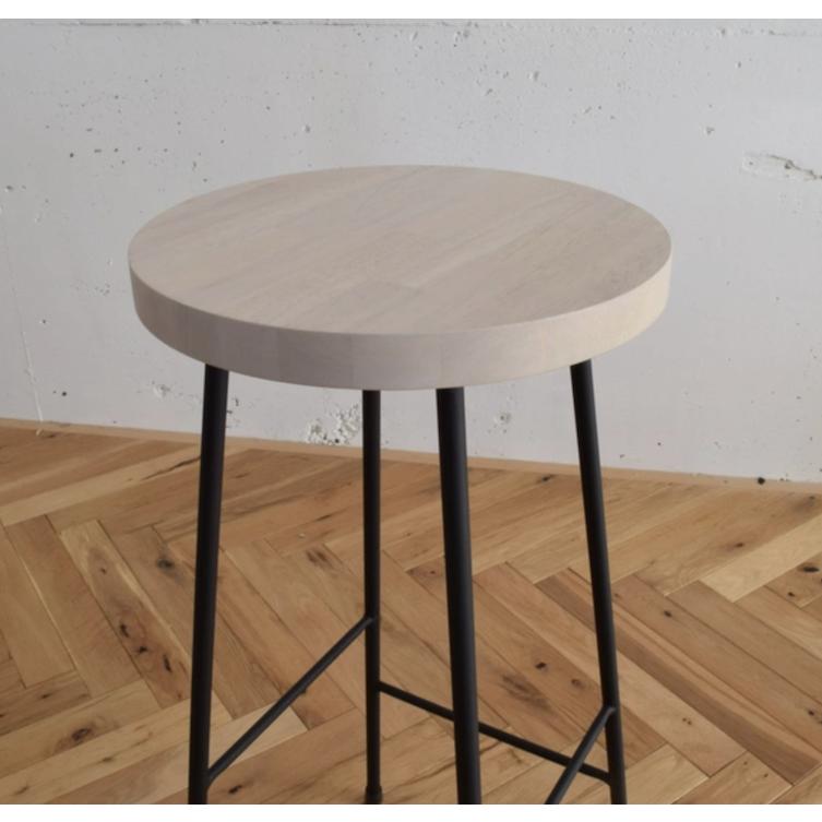 ホワイト】スツール/アイアン・ウッド