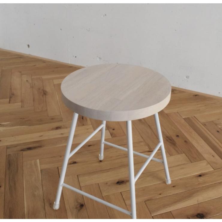 ウッド スツール ホワイト ブラック アイアン 白脚 黒脚 チェア 鉄脚