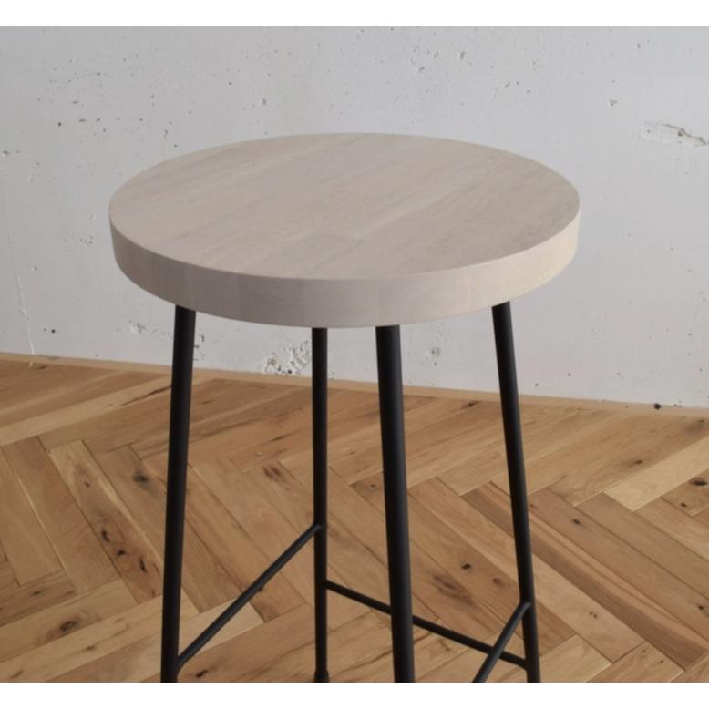 ウッド スツール ホワイト ブラック アイアン 白脚 黒脚 チェア 鉄脚