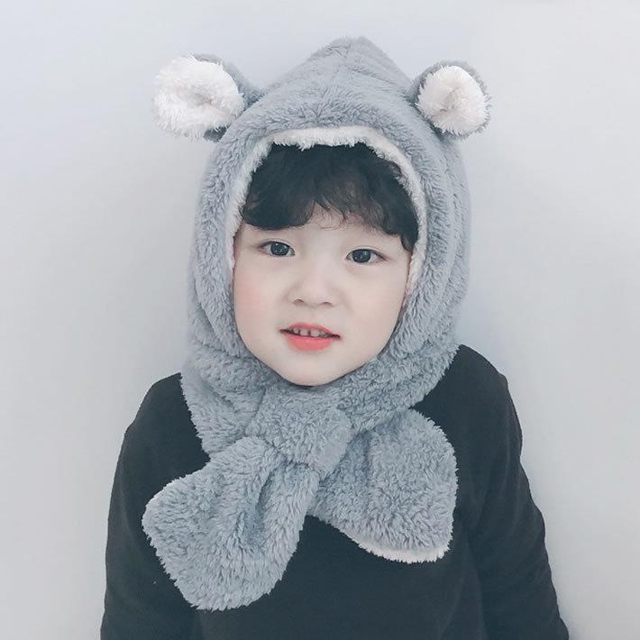 ティペット付き帽子 フードウォーマー ネックウォーマー一体型 耳付 可愛い アニマル クマ キッズ 秋冬 防寒 暖かい ニット帽 衣装 子供 動物 コスプレ 送料無料 |  | 08