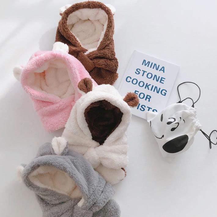 ティペット付き帽子 フードウォーマー ネックウォーマー一体型 耳付 可愛い アニマル クマ キッズ 秋冬 防寒 暖かい ニット帽 衣装 子供 動物 コスプレ 送料無料 |  | 09