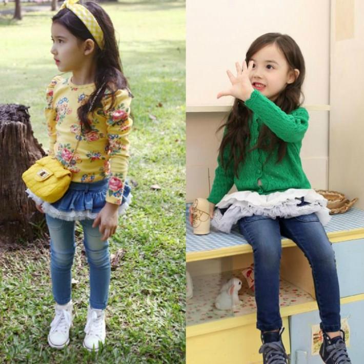 韓国子供服 ウェストフリル付き スイート風 デニムパンツキッズ ロングパンツ ジーパン 春秋冬 90cm 100cm 110cm 120cm 130cm 140cm 150cm オススメ 売れ筋 |  | 01