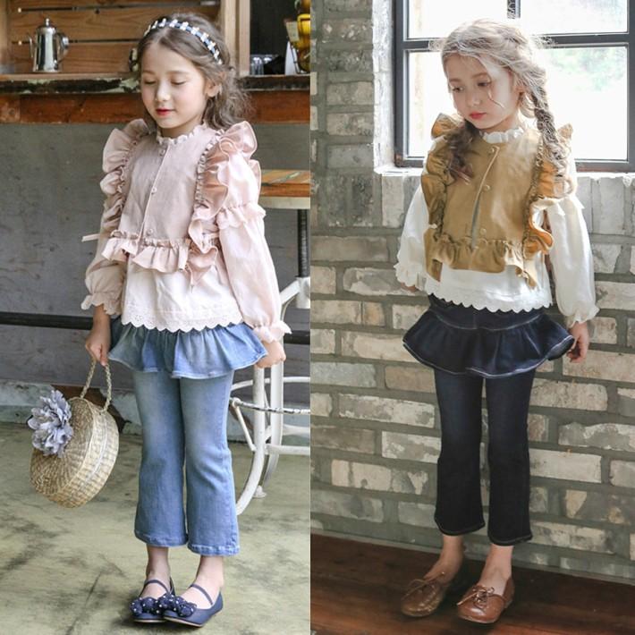 韓国子供服 ウェストフリル付き スイート風 デニムパンツキッズ ロングパンツ ジーパン 春秋冬 90cm 100cm 110cm 120cm 130cm 140cm 150cm オススメ 売れ筋 |  | 10