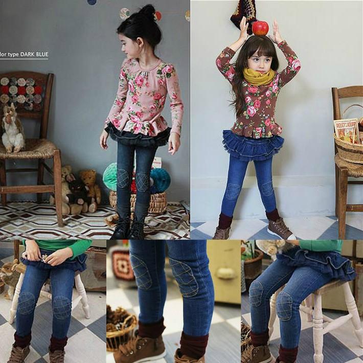 韓国子供服 ウェストフリル付き スイート風 デニムパンツキッズ ロングパンツ ジーパン 春秋冬 90cm 100cm 110cm 120cm 130cm 140cm 150cm オススメ 売れ筋 |  | 05