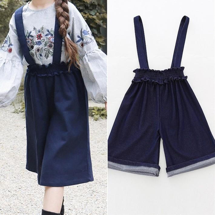 【子供服】ワイド オールインワン デニム風パンツ★サスペンダー付き ワイドパンツ キッズ 女の子 かわいい 可愛い おしゃれ【売れ筋】【新商品】 |  | 02