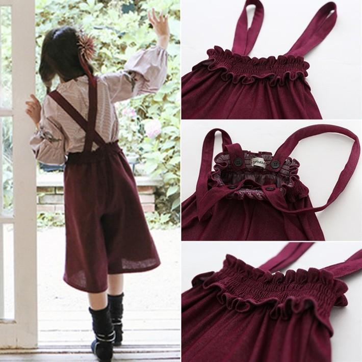 【子供服】ワイド オールインワン デニム風パンツ★サスペンダー付き ワイドパンツ キッズ 女の子 かわいい 可愛い おしゃれ【売れ筋】【新商品】 |  | 04