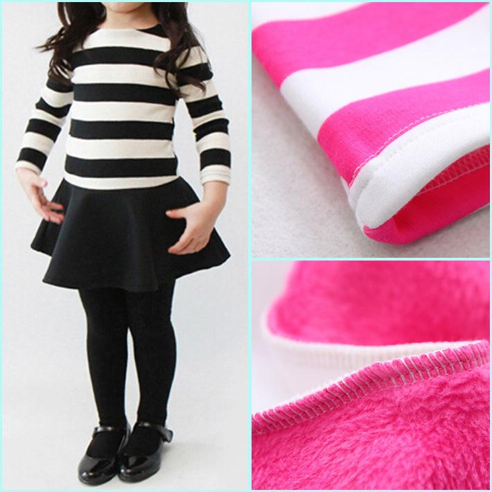 只今店内ポイント5倍＆クーポン配布中☆子供服 ボーダー柄裏起毛ワンピース★キッズ 女の子 かわいい 可愛い おしゃれ【売れ筋】 |  | 02