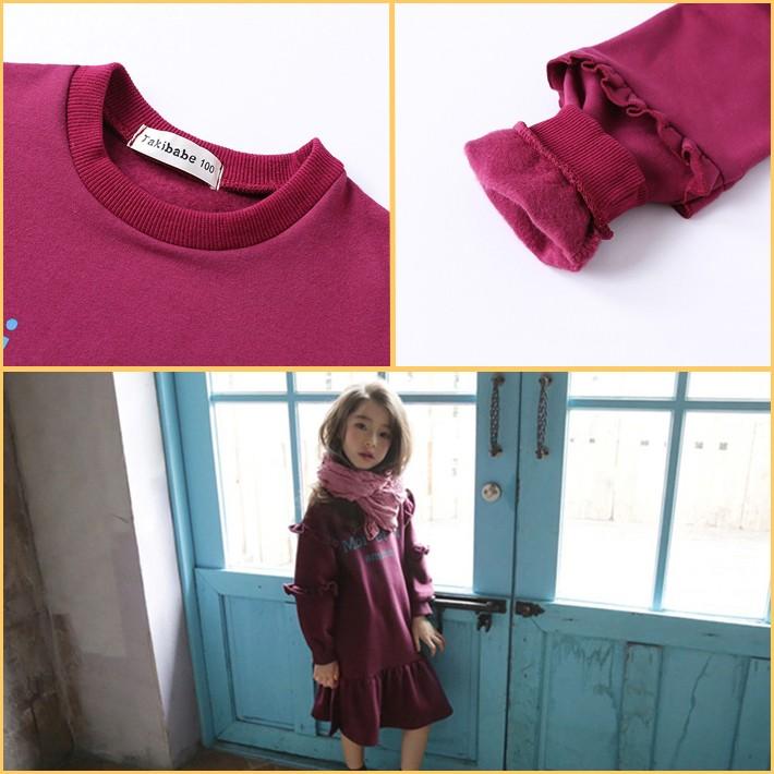 袖＆据えフリル付き 裏起毛ワンピース 袖コンシャス 袖ボリューム★キッズ 女の子 かわいい 可愛い おしゃれ【売れ筋】【新商品】 |  | 03