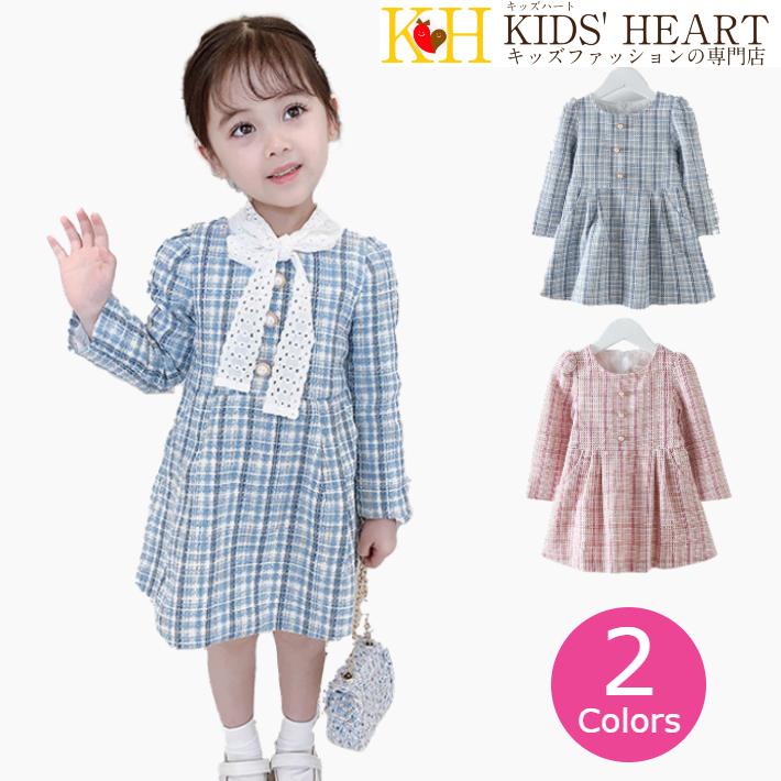 BURBERRY Children　ハート柄・チェック柄長袖ワンピース BURBERRY Children ハート柄・チェック柄長袖ワンピース