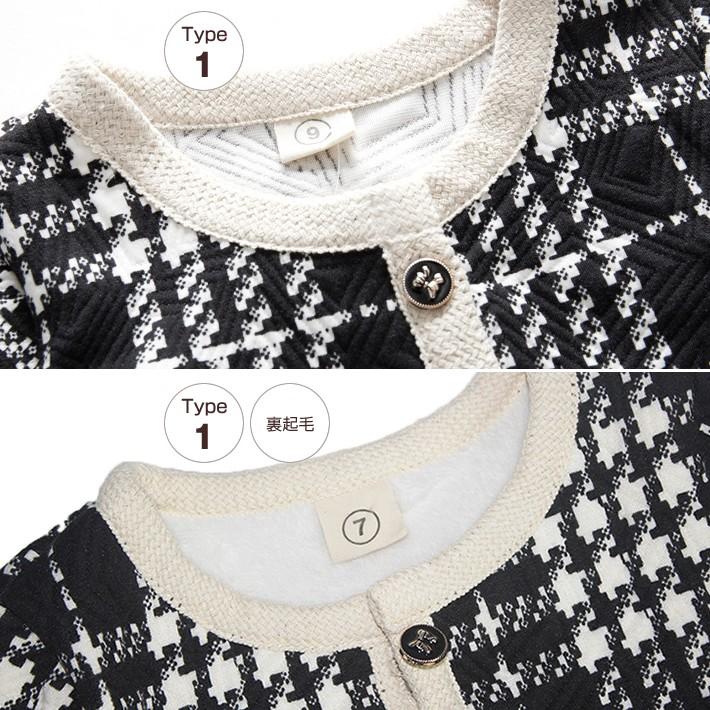 長袖ジャケット・ショートパンツ セットアップ スーツスタイル 子供服 フォーマル キッズ 女の子 ベビー コサージュ ツイード風 チェック柄 千鳥格子 上品 |  | 04