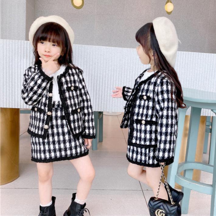 長袖トップス＆スカート 上下セット 長袖 チェック柄 千鳥格子 子供服 フォーマル 春秋冬物 結婚式 通園 入園式 卒園式 入学式 卒業式 発表会 七五三 お出かけ |  | 01
