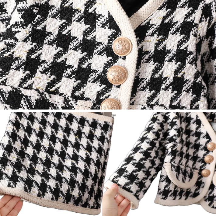 長袖トップス＆スカート 上下セット チェック柄 千鳥格子 子供服 ツイード風 セットアップ フォーマル 結婚式 通園 入園式 卒園式 入学式 卒業式 発表会 七五三 |  | 12