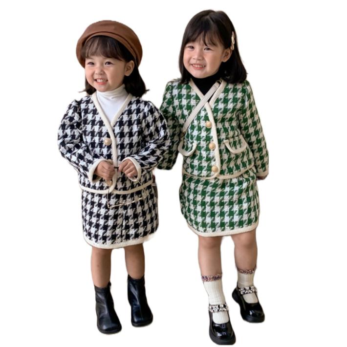 長袖トップス＆スカート 上下セット チェック柄 千鳥格子 子供服 ツイード風 セットアップ フォーマル 結婚式 通園 入園式 卒園式 入学式 卒業式 発表会 七五三 |  | 01