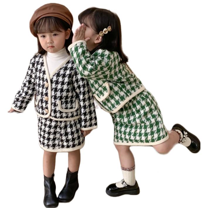 長袖トップス＆スカート 上下セット チェック柄 千鳥格子 子供服 ツイード風 セットアップ フォーマル 結婚式 通園 入園式 卒園式 入学式 卒業式 発表会 七五三 |  | 02